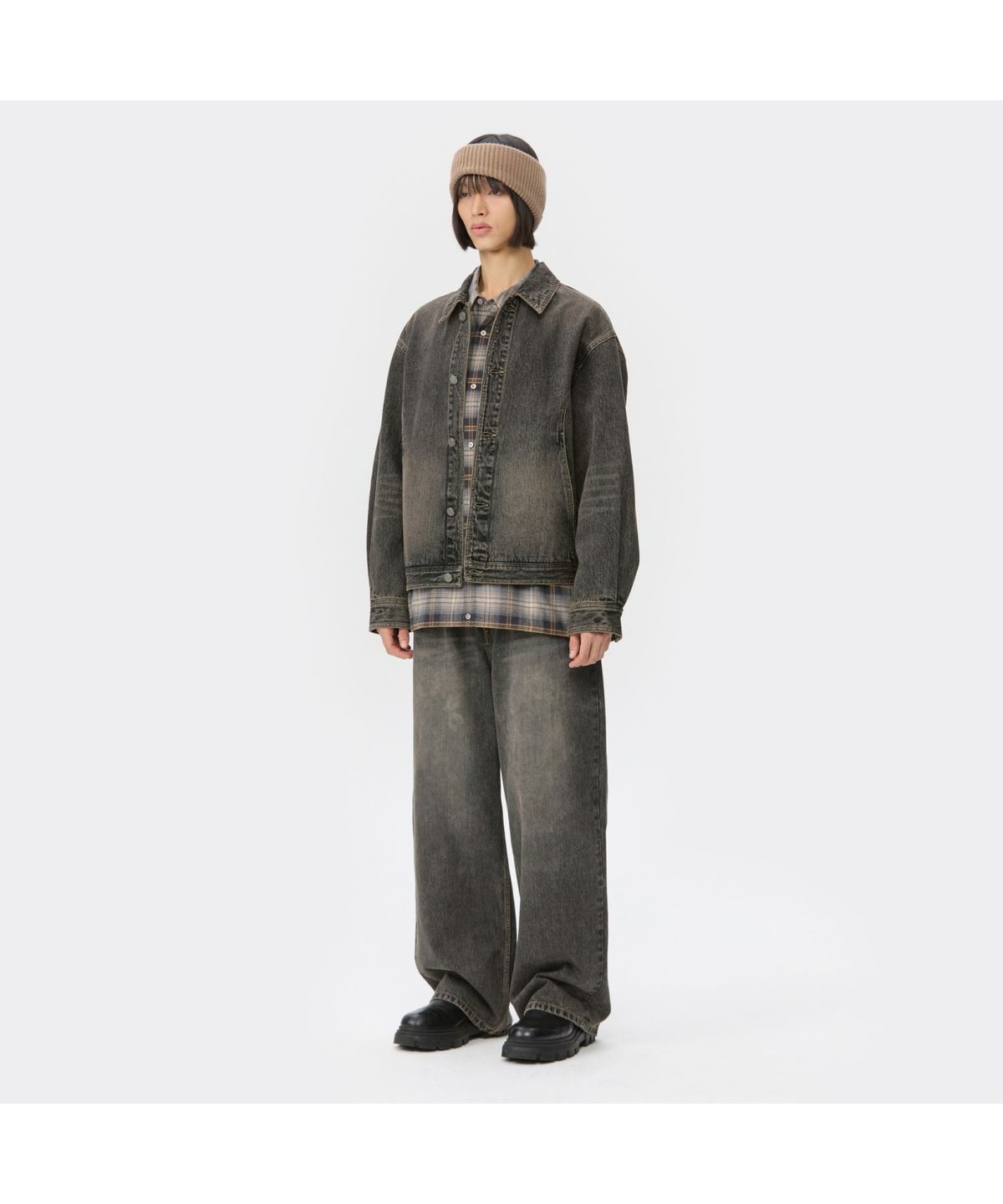 커스텀멜로우(CUSTOMELLOW) Brown Vintage Denim Shirt CWSAW25202BKX