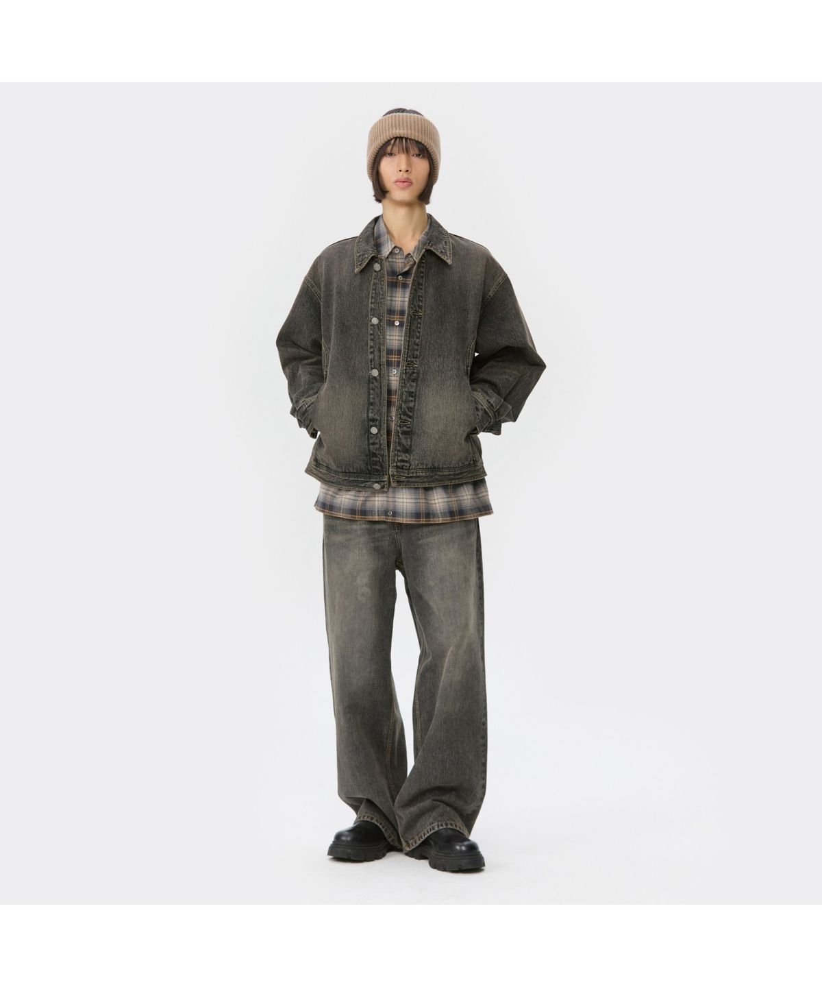 커스텀멜로우(CUSTOMELLOW) Brown Vintage Denim Shirt CWSAW25202BKX