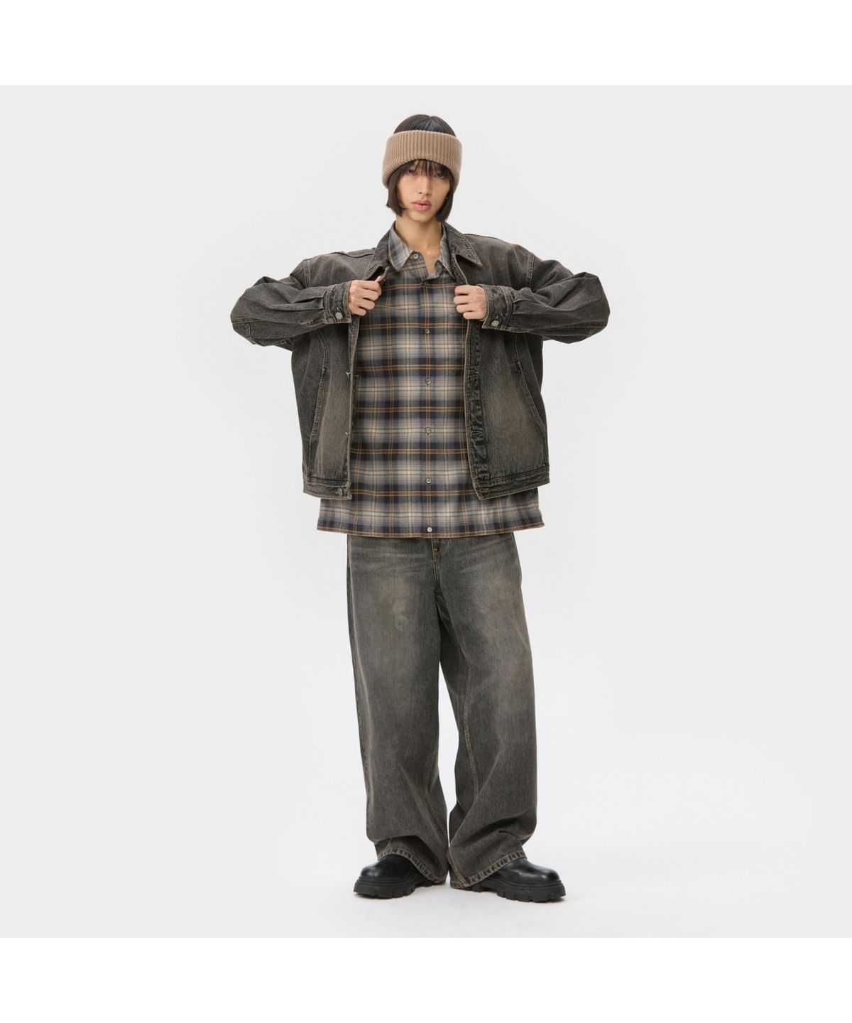 커스텀멜로우(CUSTOMELLOW) Brown Vintage Denim Shirt CWSAW25202BKX