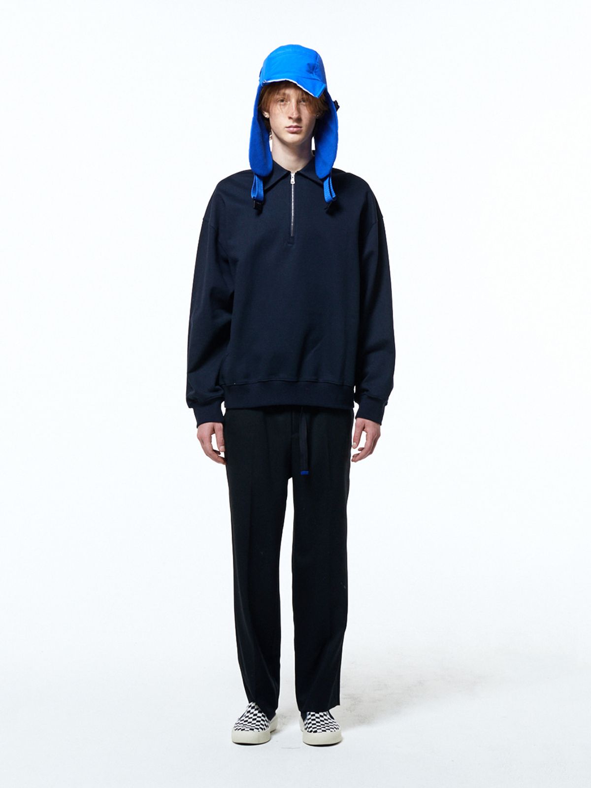 하우스공칠이씨(HAUS072C) HALF ZIPUP TOP NAVY