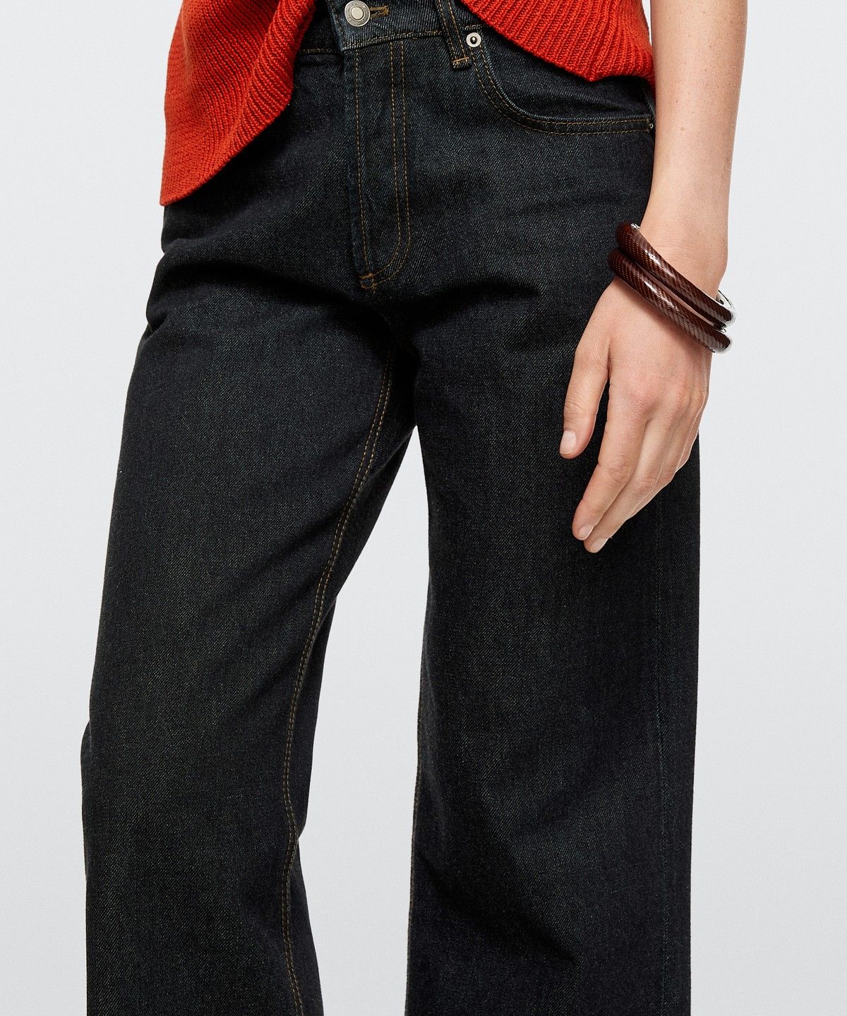 마시모두띠(MASSIMO DUTTI) 미드라이즈 와이드 레그 진