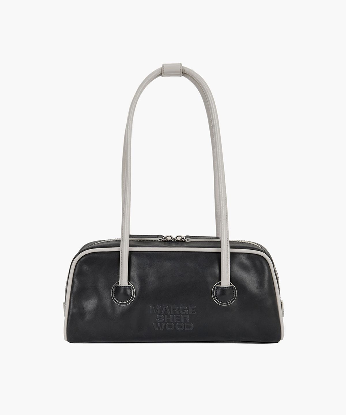 마지셔우드(MARGESHERWOOD) SOFT BOSTON EW PIPING_black pull-up+light grey crinkle