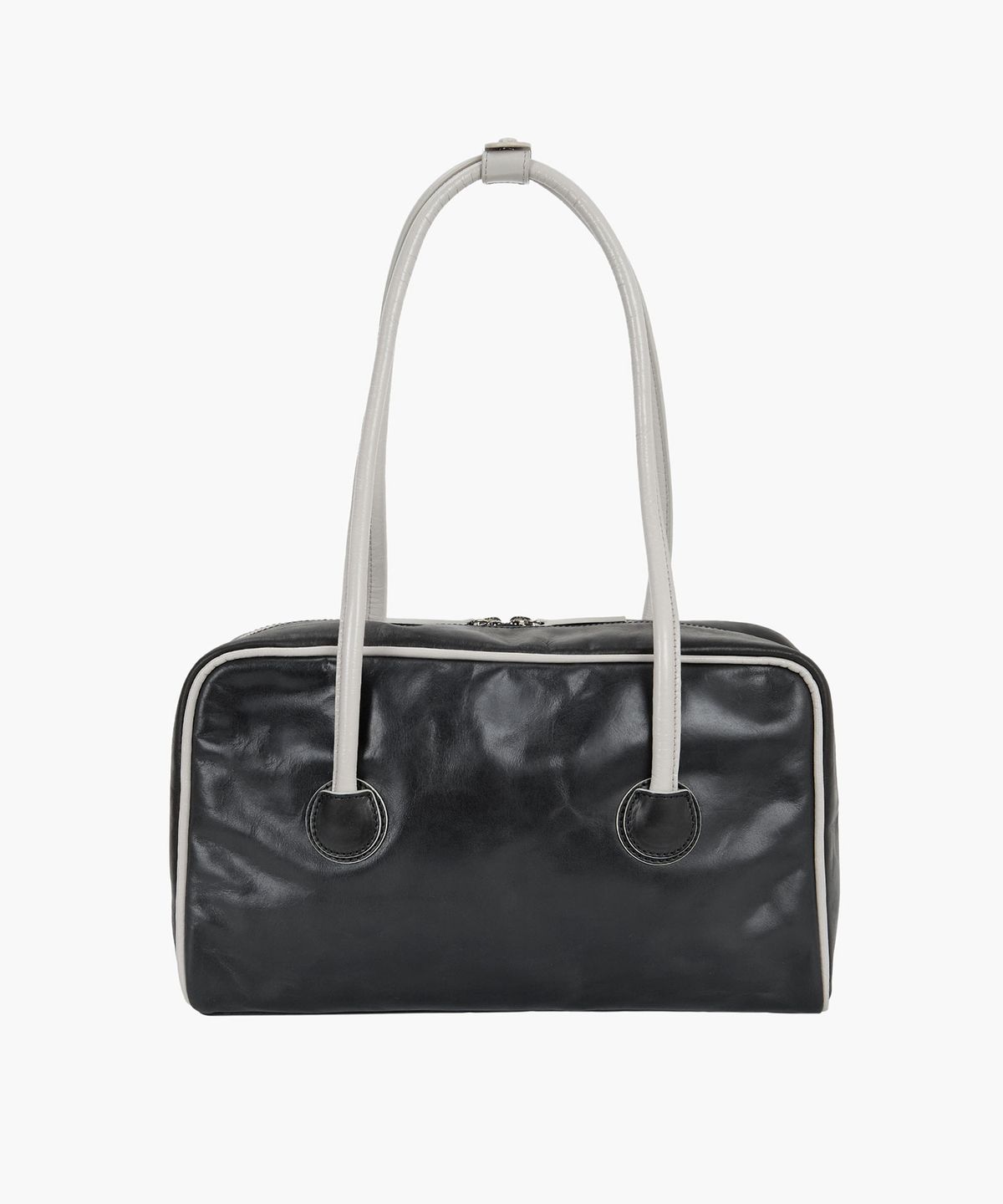 마지셔우드(MARGESHERWOOD) SOFT BOSTON PIPING_black pull-up+light grey crinkle