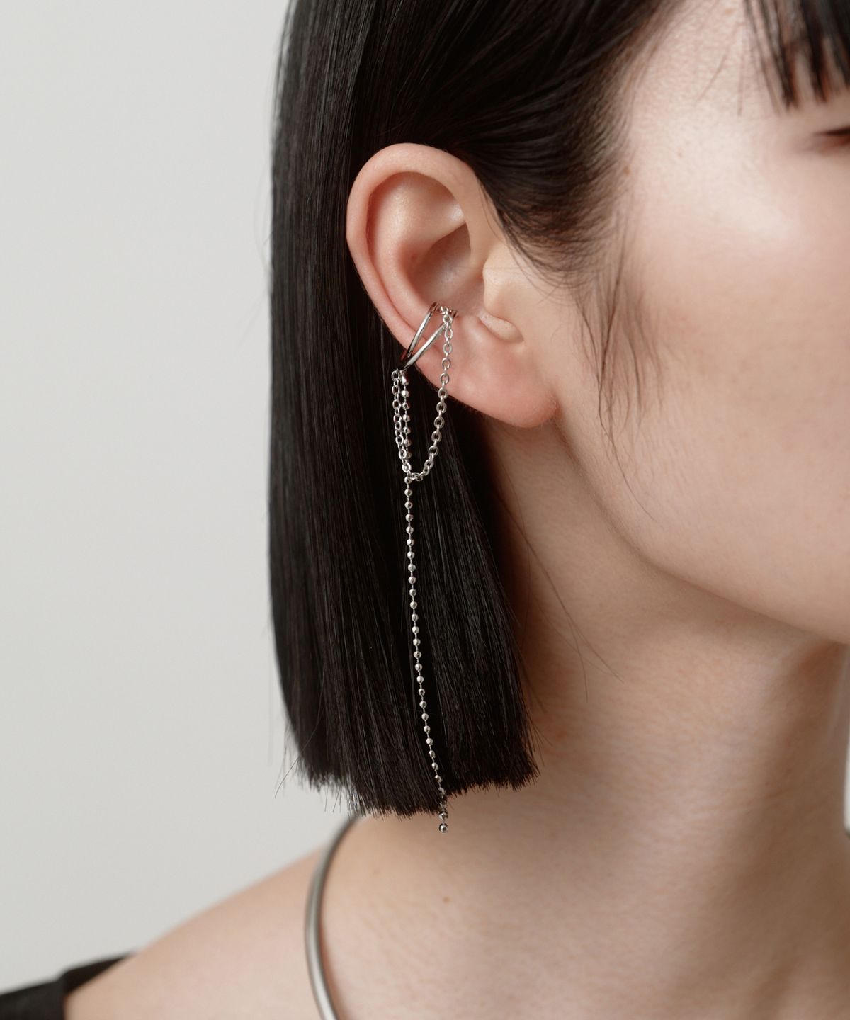 노비스도쿄(NOVICE TOKYO) 롱 체인 이어커프  Long Chain Ear Cuff  / Silver