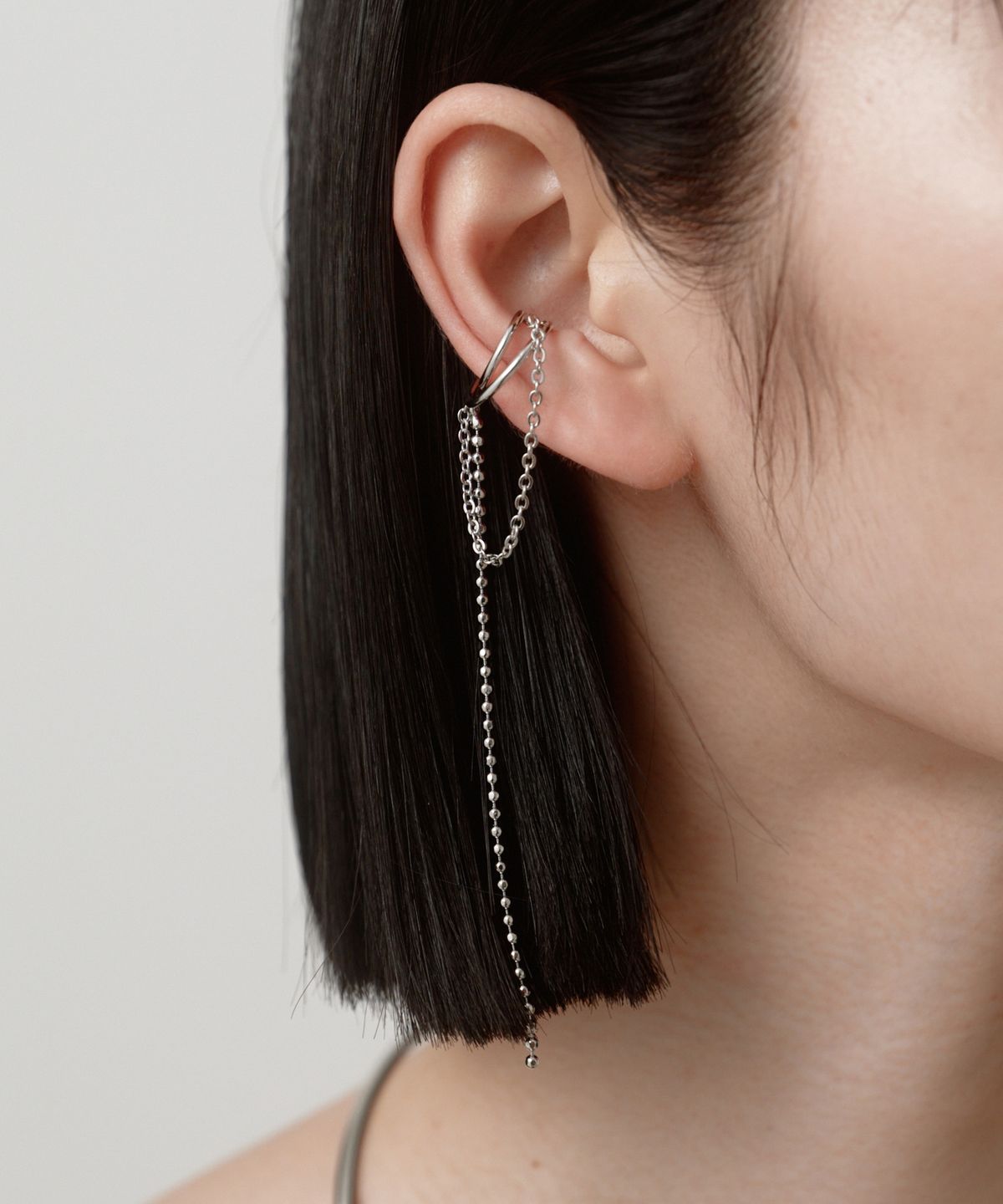 노비스도쿄(NOVICE TOKYO) 롱 체인 이어커프  Long Chain Ear Cuff  / Silver
