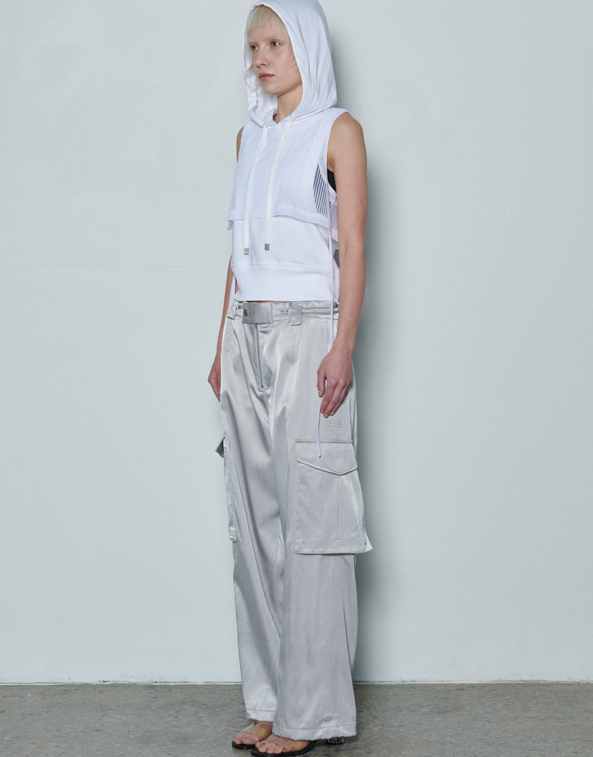 리게(RIGHE) FRONT ZIP CARGO PANTS ASH GREY