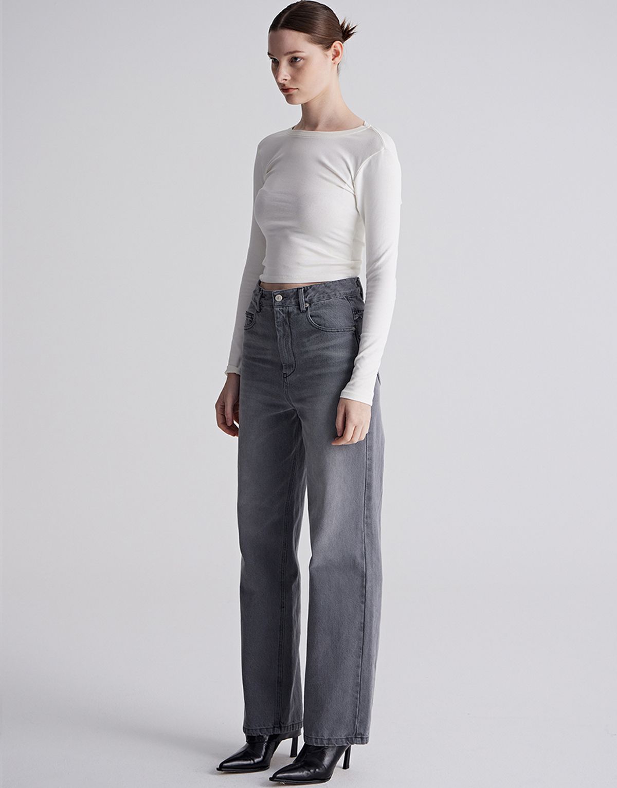 리게(RIGHE) DENIM PANTS LIGHT GREY
