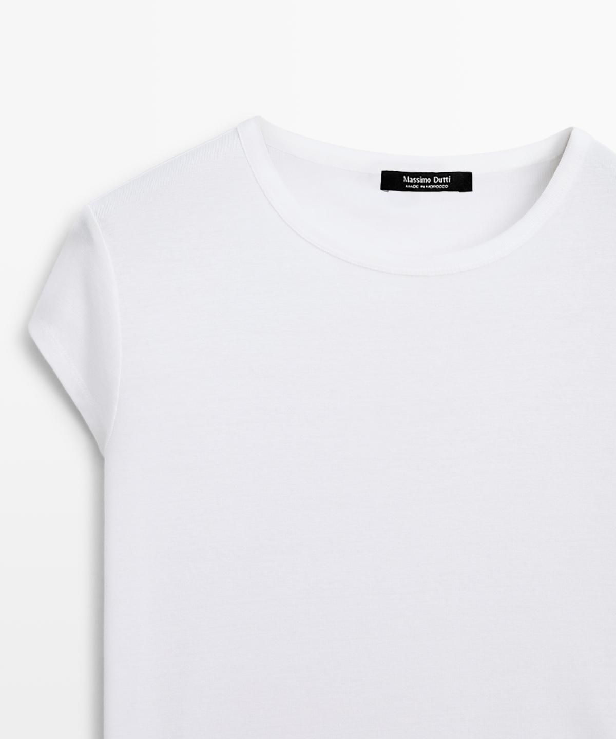 마시모두띠(MASSIMO DUTTI) 100% 머서라이즈드 코튼 반팔 티셔츠