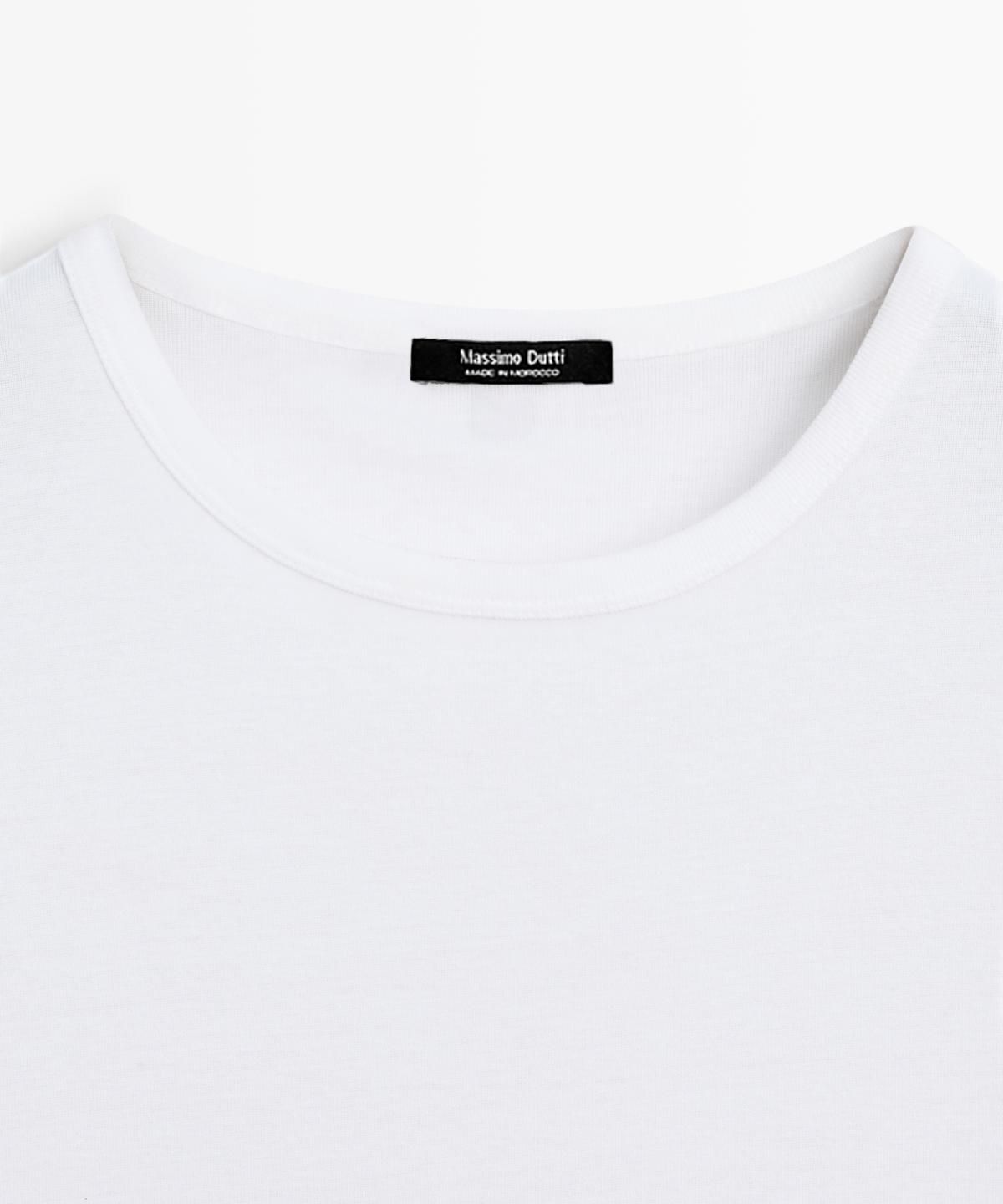 마시모두띠(MASSIMO DUTTI) 100% 머서라이즈드 코튼 반팔 티셔츠
