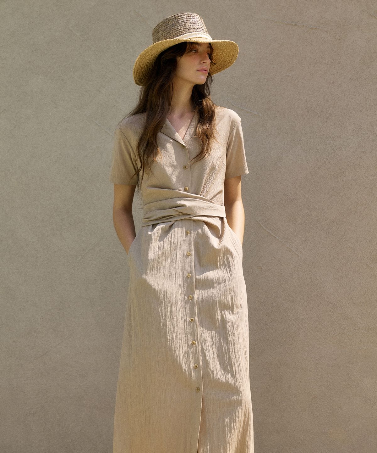 오떼뜨(OCTETTE) DRAPE TIE SHIRTS OPS_2COLOR