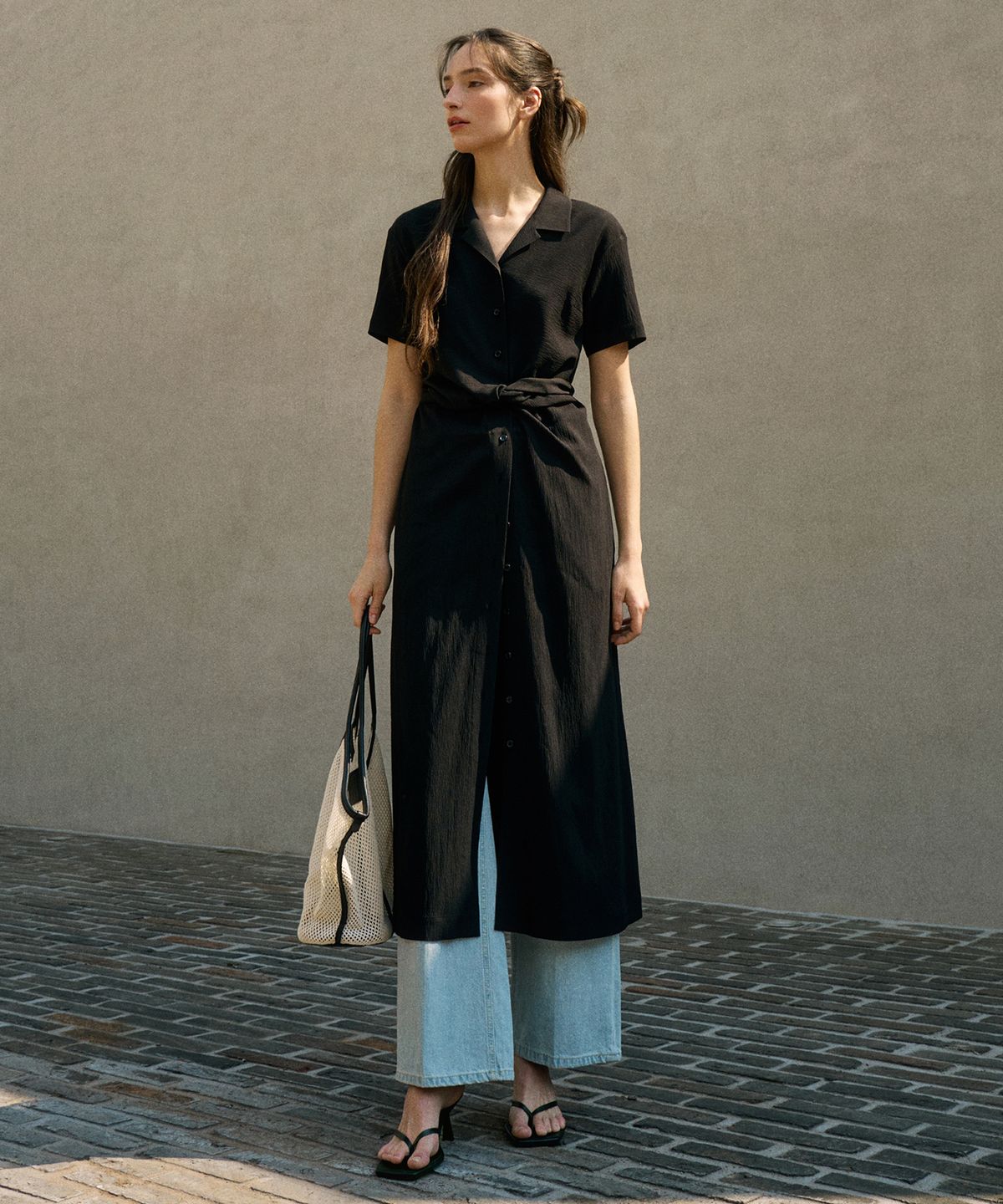 오떼뜨(OCTETTE) DRAPE TIE SHIRTS OPS_2COLOR
