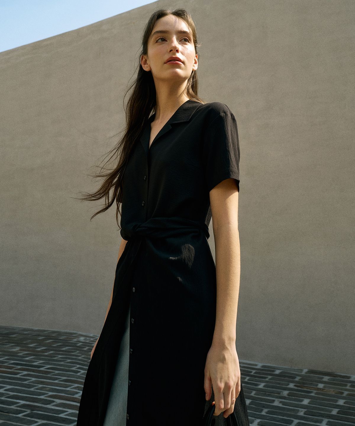 오떼뜨(OCTETTE) DRAPE TIE SHIRTS OPS_2COLOR