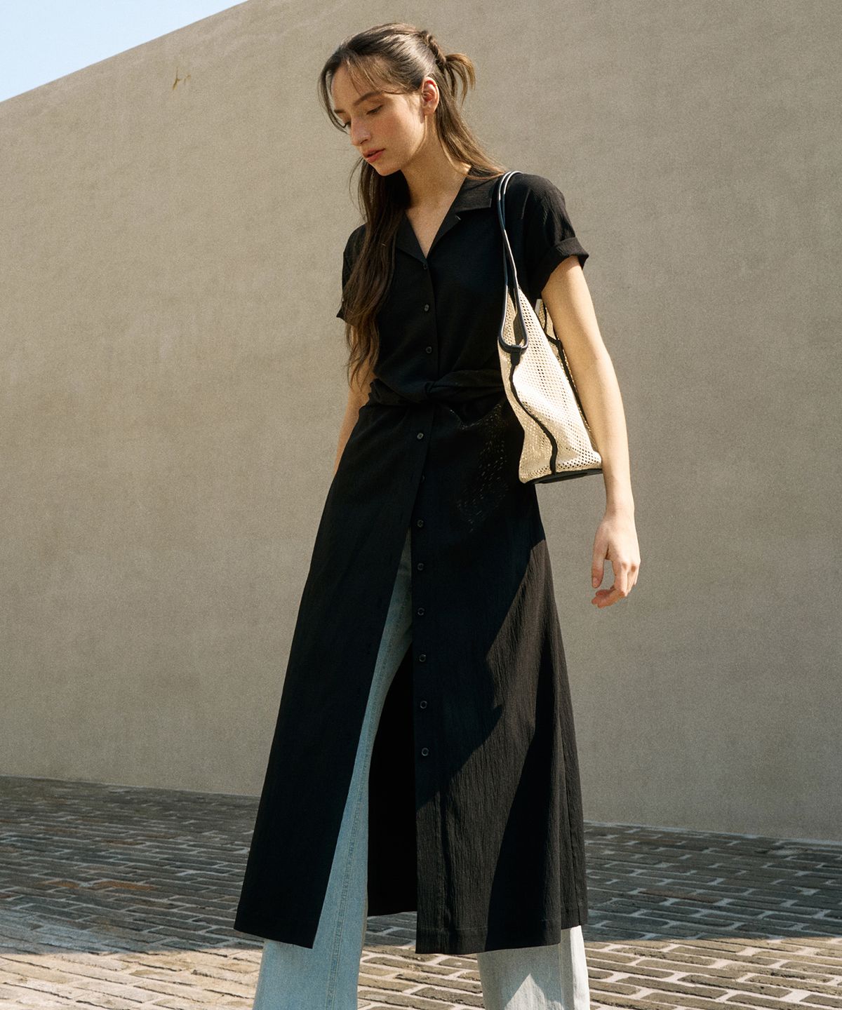 오떼뜨(OCTETTE) DRAPE TIE SHIRTS OPS_2COLOR