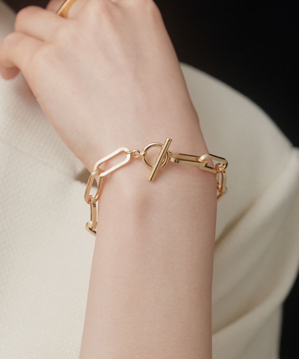 노비스도쿄(NOVICE TOKYO) 맨틀 오벌 체인 팔찌 Mantel Oval Chain Bracelet[Stainless] / Gold