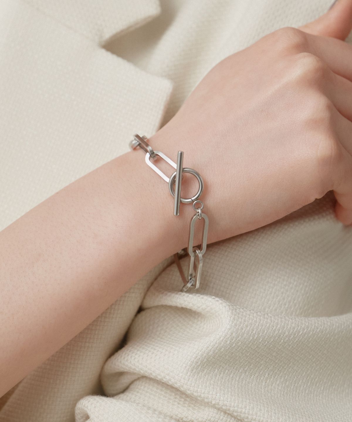 노비스도쿄(NOVICE TOKYO) 맨틀 오벌 체인 팔찌 Mantel Oval Chain Bracelet[Stainless]  / Silver