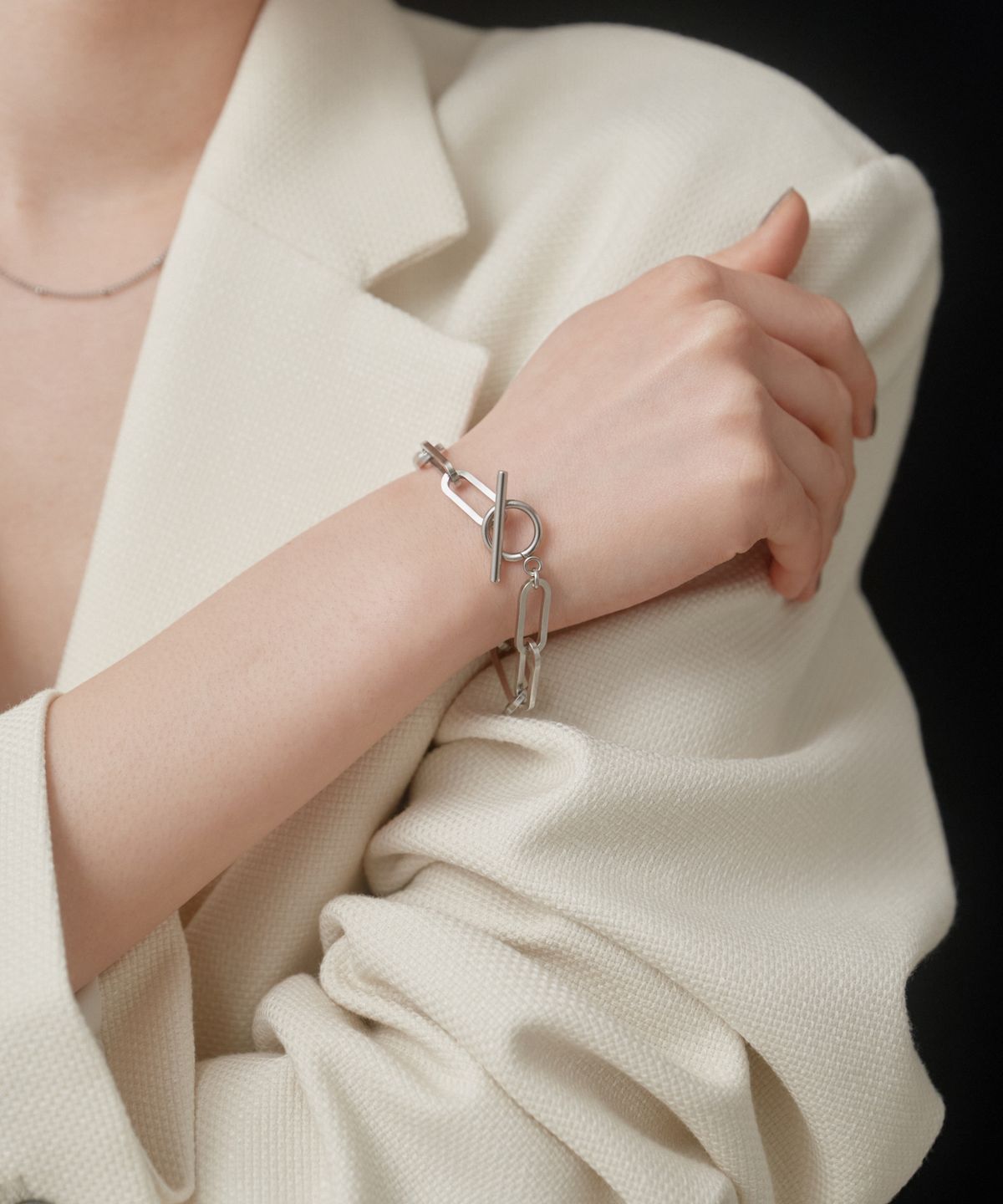 노비스도쿄(NOVICE TOKYO) 맨틀 오벌 체인 팔찌 Mantel Oval Chain Bracelet[Stainless]  / Silver