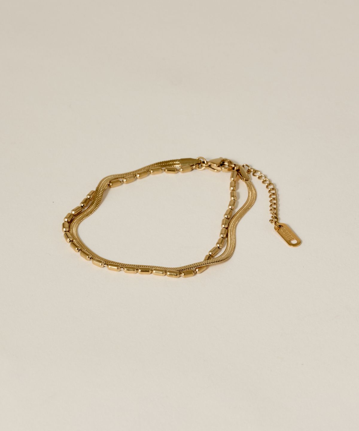 노비스도쿄(NOVICE TOKYO) 바 & 스네이크 더블 체인 팔찌 Bar & Snake Double Chain Bracelet[Stainless] / Gold