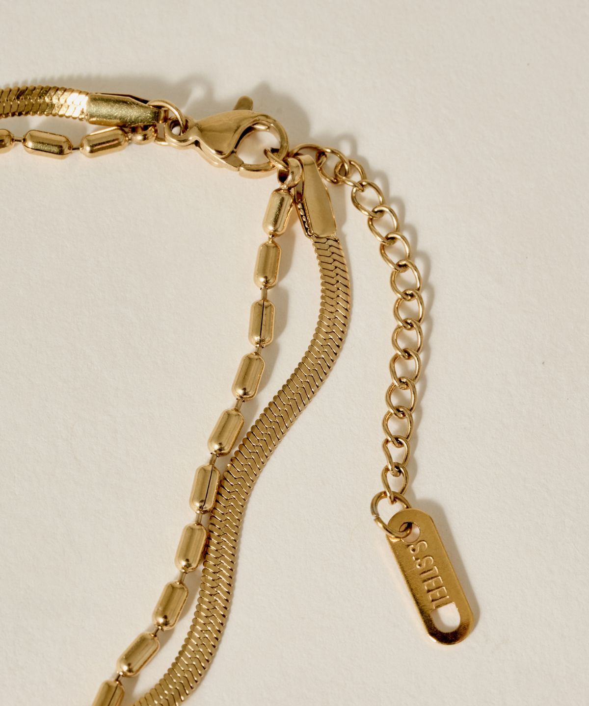 노비스도쿄(NOVICE TOKYO) 바 & 스네이크 더블 체인 팔찌 Bar & Snake Double Chain Bracelet[Stainless] / Gold