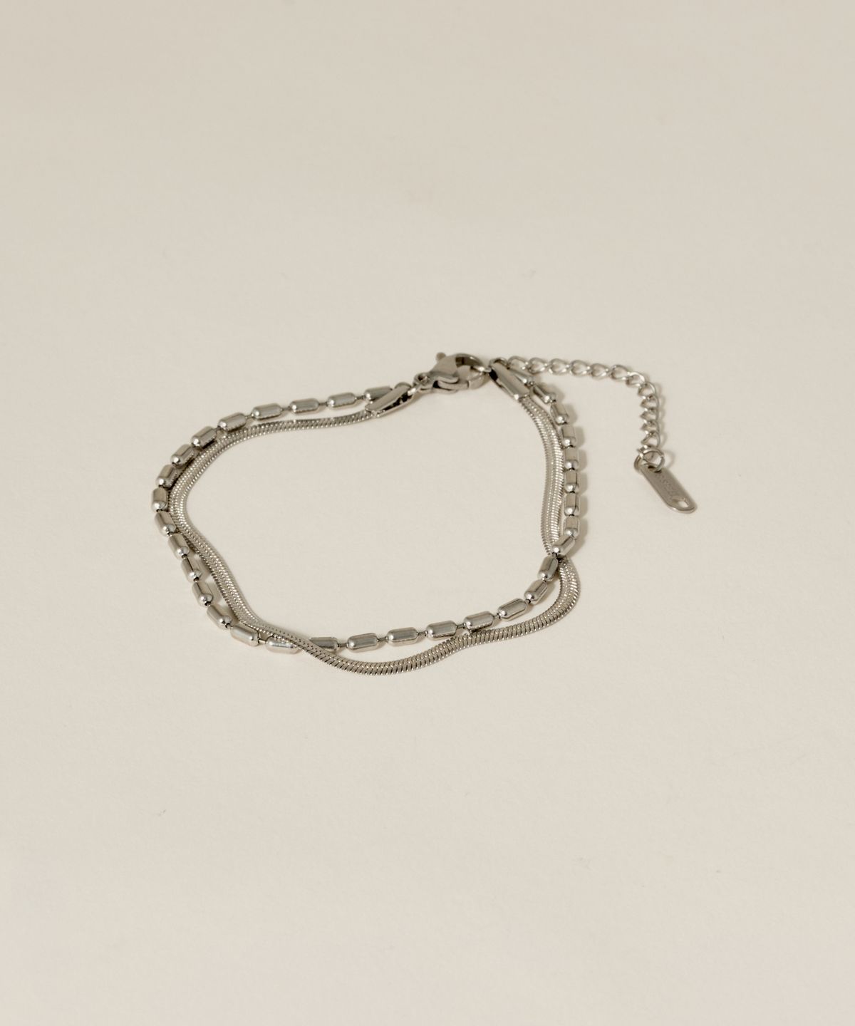 노비스도쿄(NOVICE TOKYO) 바 & 스네이크 더블 체인 팔찌 Bar & Snake Double Chain Bracelet[Stainless] / Silver