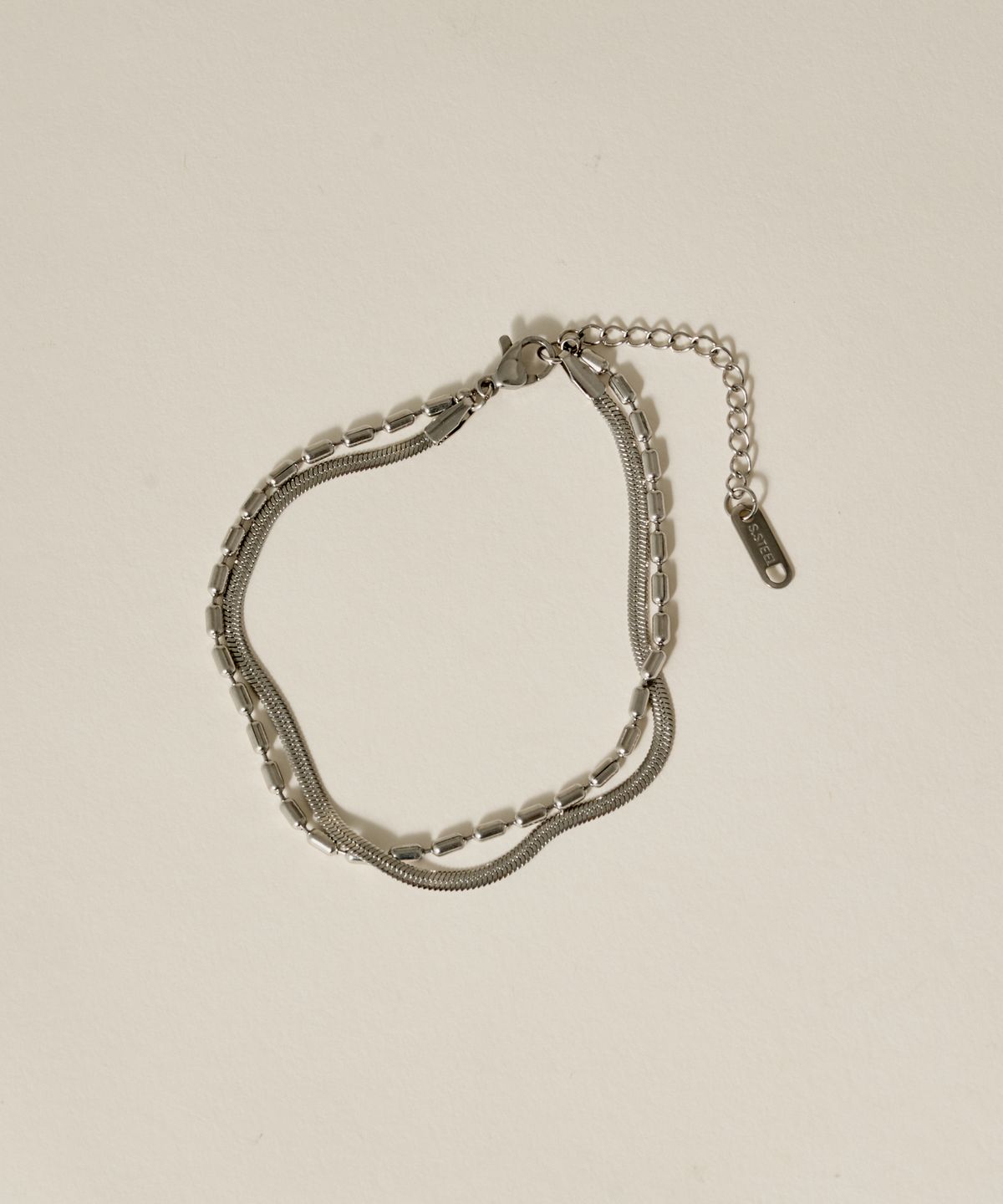 노비스도쿄(NOVICE TOKYO) 바 & 스네이크 더블 체인 팔찌 Bar & Snake Double Chain Bracelet[Stainless] / Silver