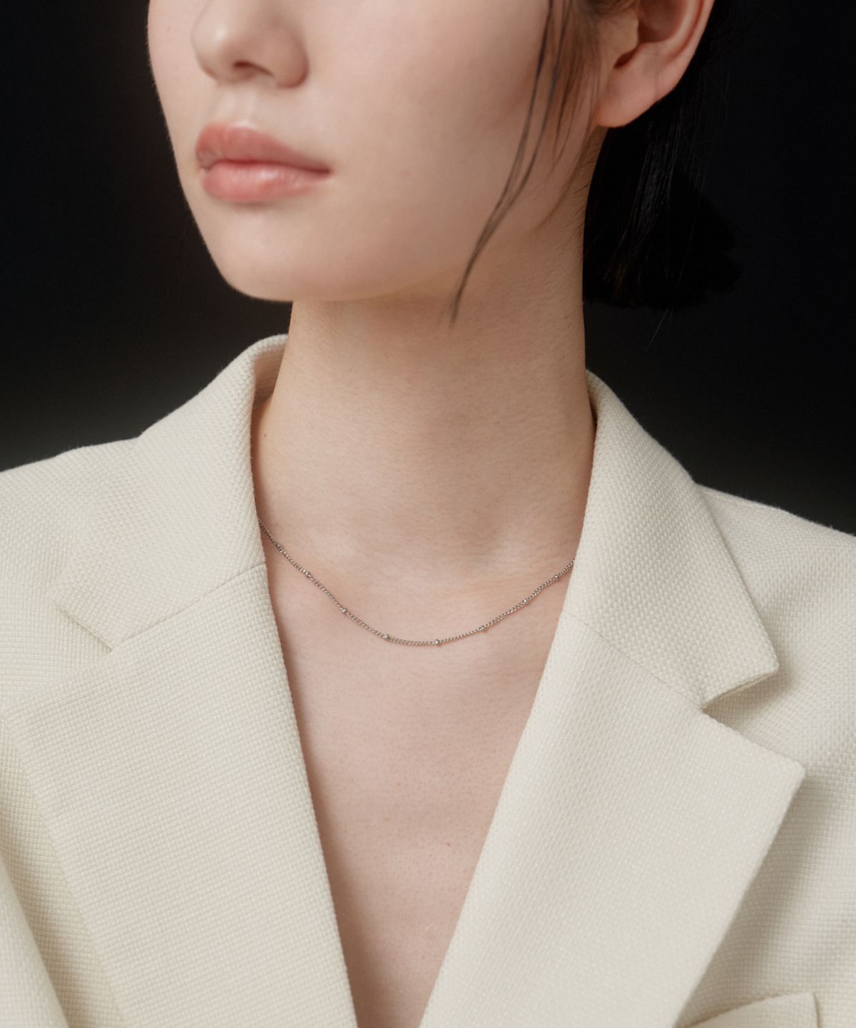 노비스도쿄(NOVICE TOKYO) 글리터 체인 목걸이 Glitter Chain Necklace[Stainless]  / Silver