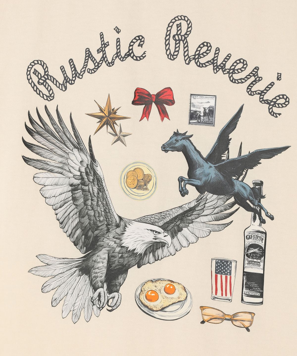 러스틱 레버리(RUSTIC REVERIE) 프리덤 레터스 크롭 티셔츠_딥크림