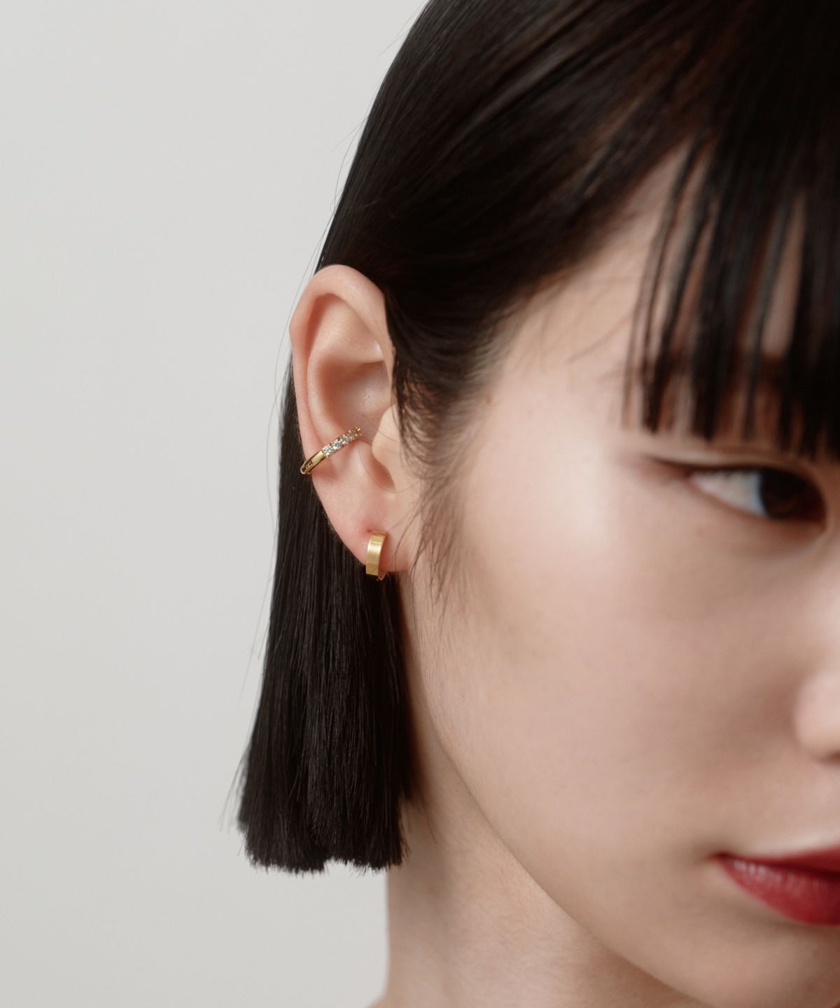 노비스도쿄(NOVICE TOKYO) CZ 오픈 후프 이어 커프 CZ Open Hoop Ear Cuff [Stainless] / Gold