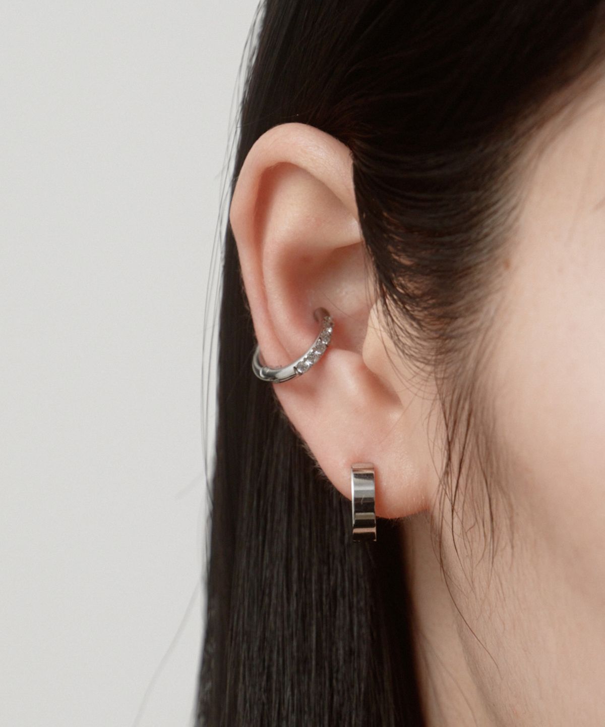 노비스도쿄(NOVICE TOKYO) CZ 오픈 후프 이어 커프 CZ Open Hoop Ear Cuff [Stainless]  / Silver