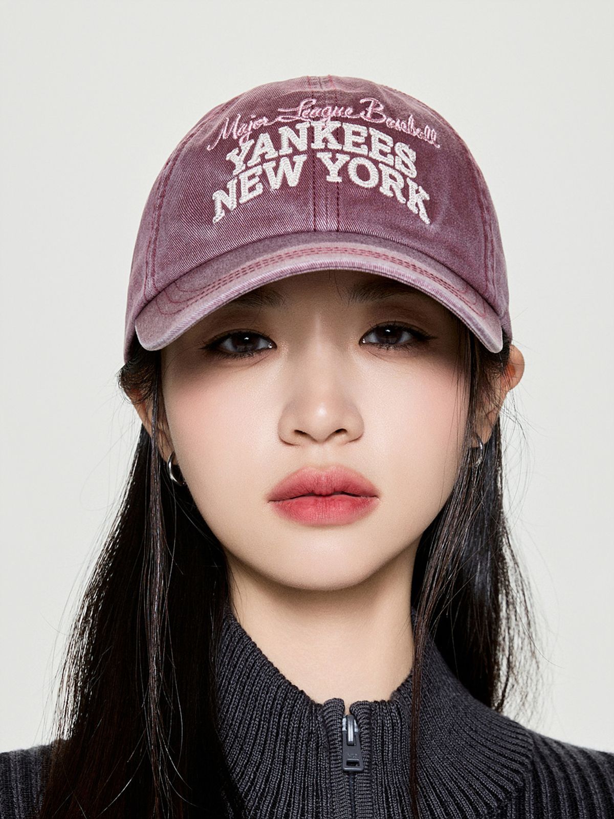 엠엘비(MLB) 빈티지 컬러 워싱 언스트럭쳐 볼캡 NY (D.Wine)