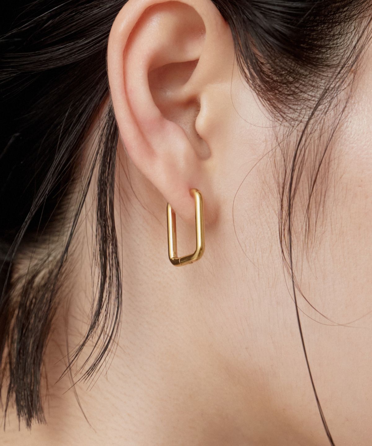 노비스도쿄(NOVICE TOKYO) 사각형 후프 피어스 hinged rectangle hoop pierce[stainless] / Gold