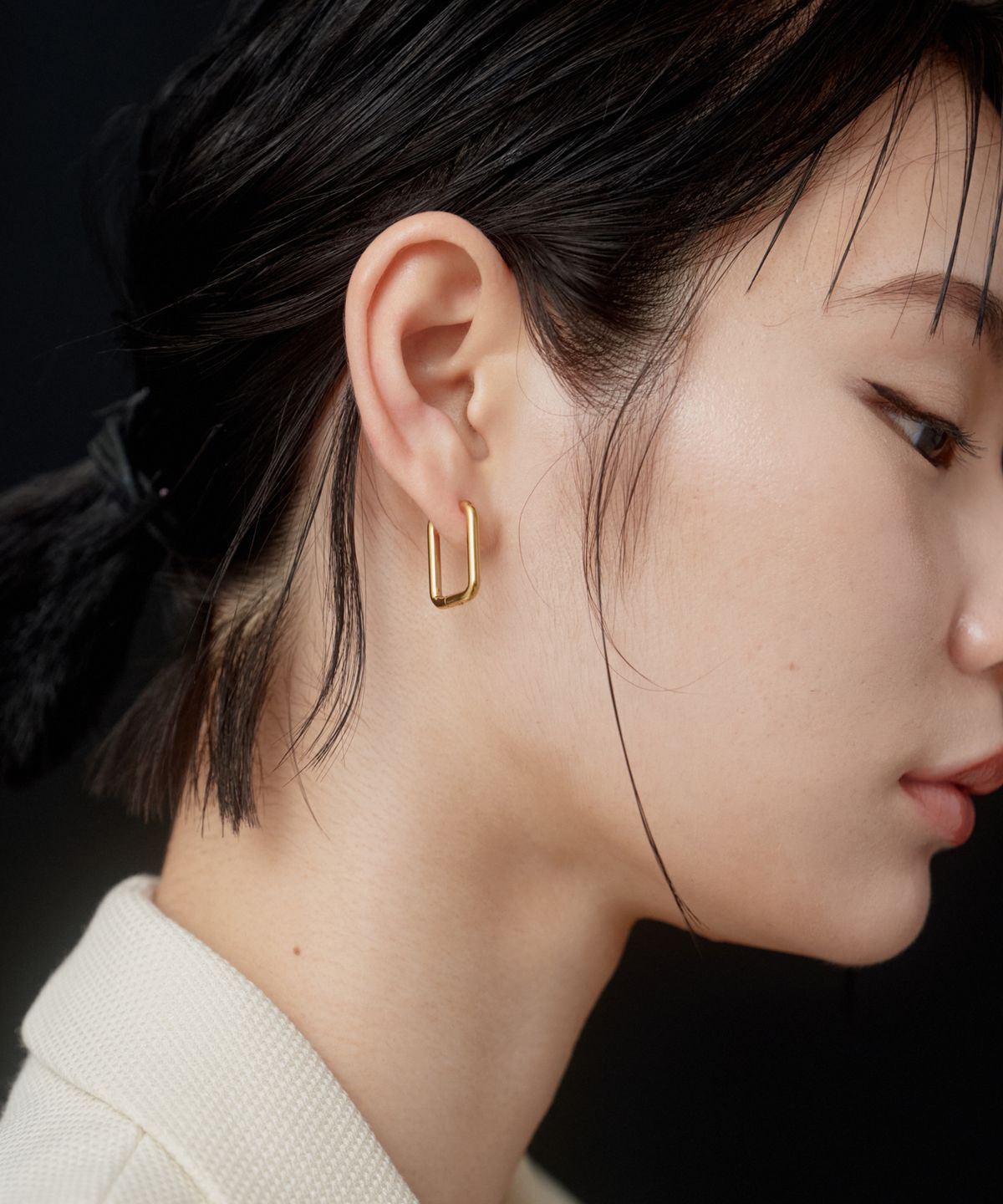 노비스도쿄(NOVICE TOKYO) 사각형 후프 피어스 hinged rectangle hoop pierce[stainless] / Gold