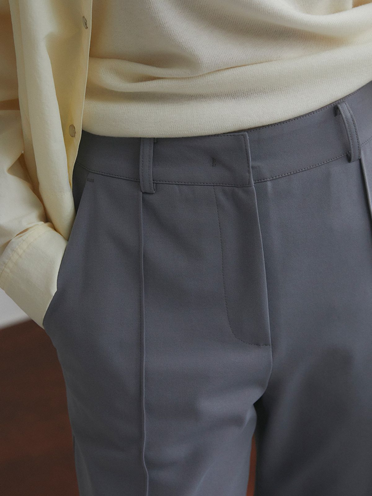 레이허(RAYHER) PinTuck Ponte Pants [IASH]