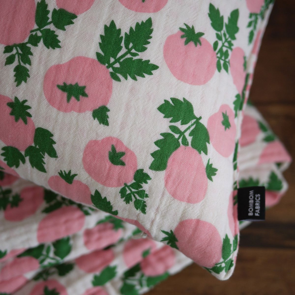 봄봄패브릭스(BOMBOM FABRICS) 4layer gauze blanket check TOMATO blanket / PINK