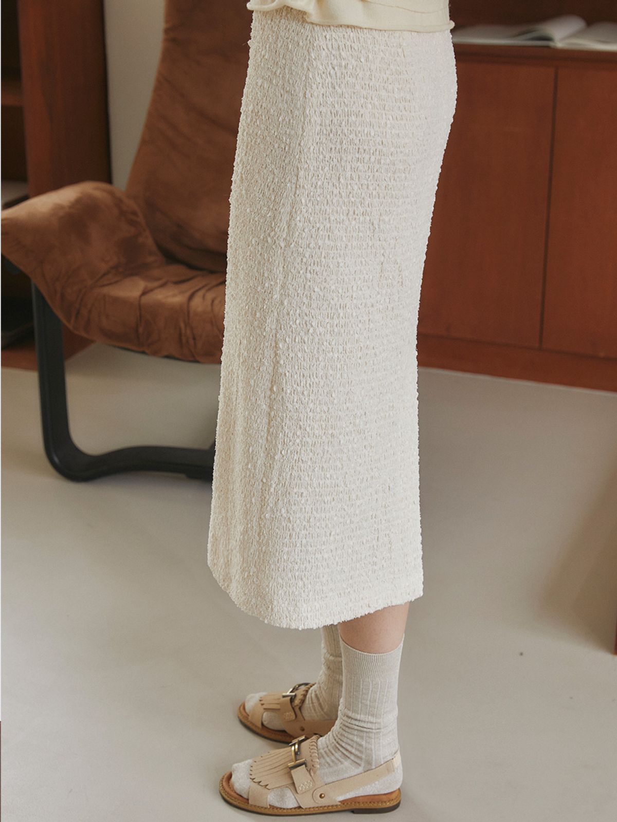 레이허(RAYHER) Soboro Stretched Skirt [CREAM]