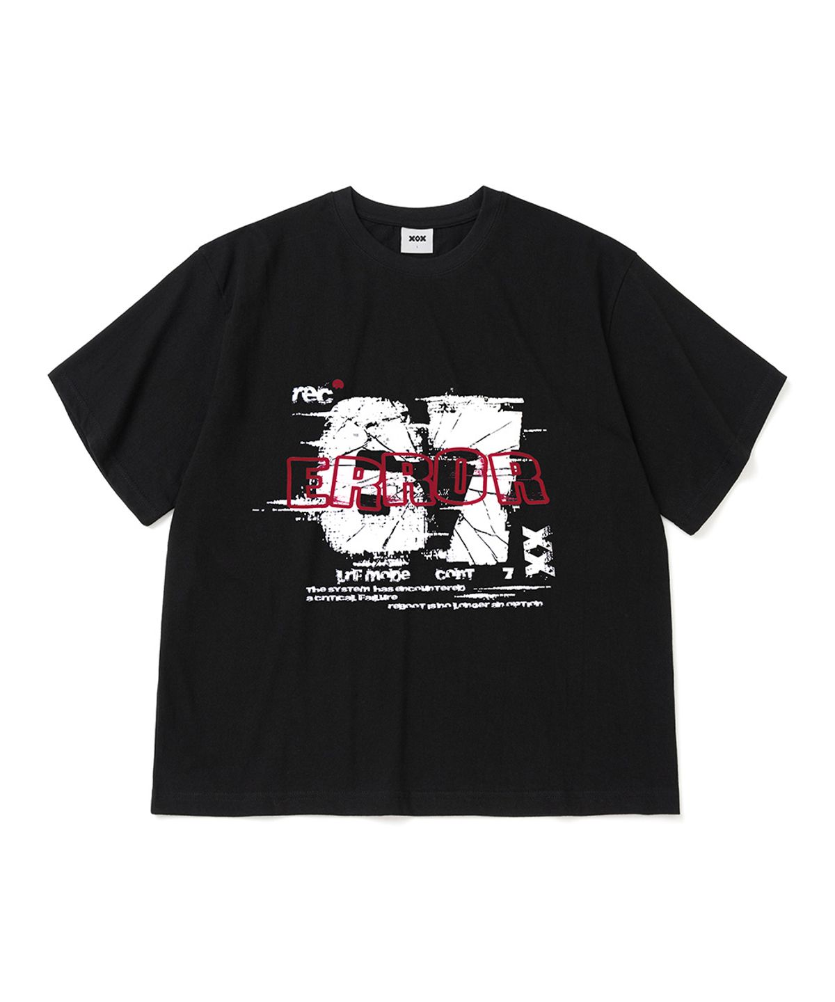 엑스오엑스(XOX) 디스토티드 에러 그래픽 크롭 티셔츠 [BLACK]