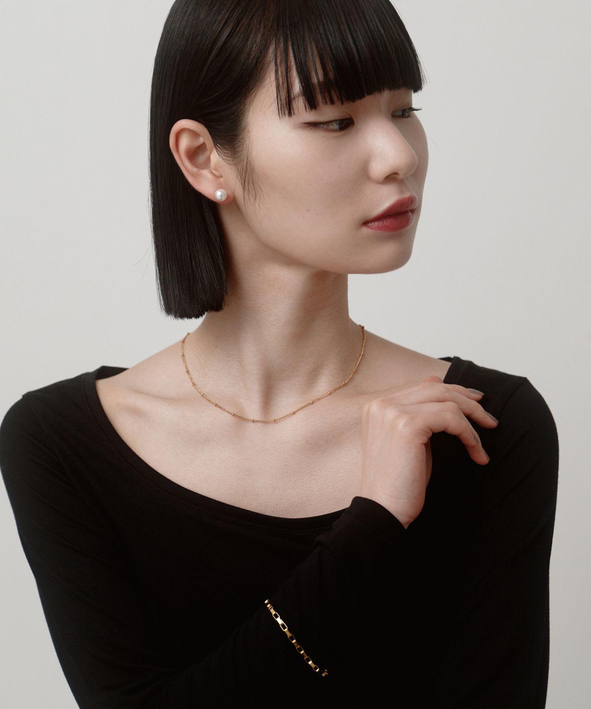 노비스도쿄(NOVICE TOKYO) 진주 귀걸이 Pearl Stud Pierce[Stainless] / Gold