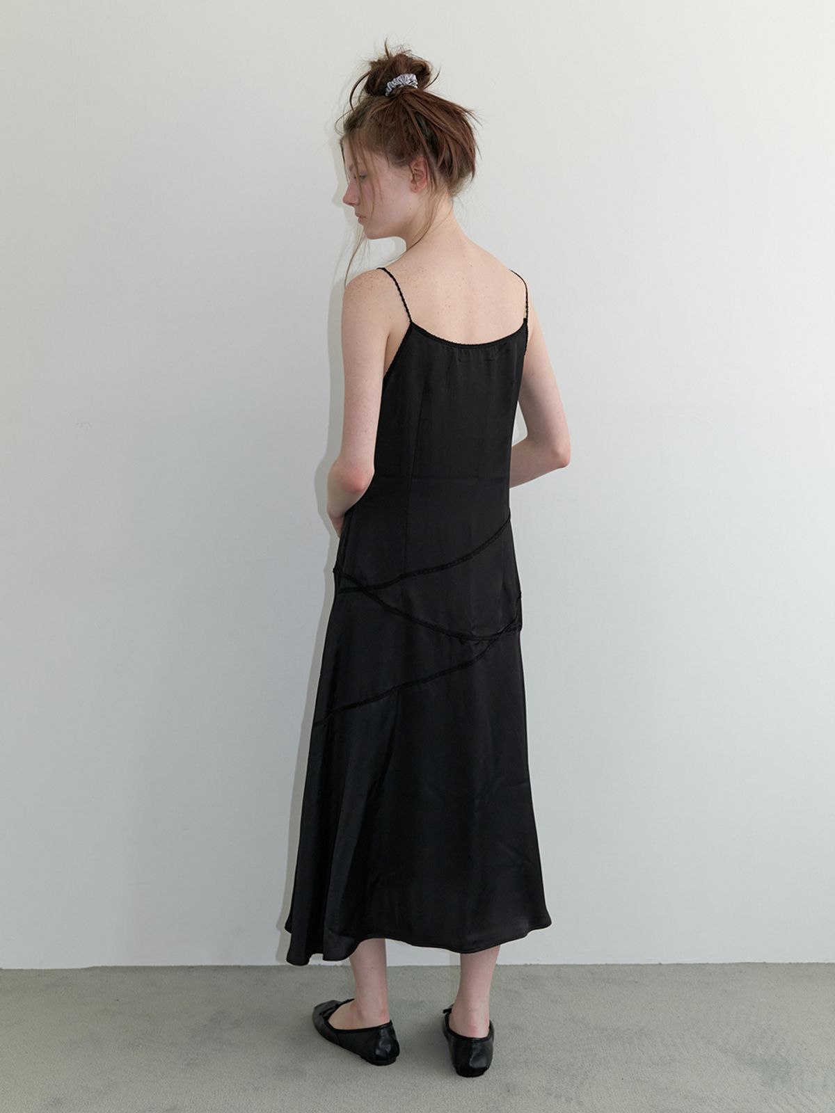 카인더베이비(KINDABABY) lace line slip dress - black
