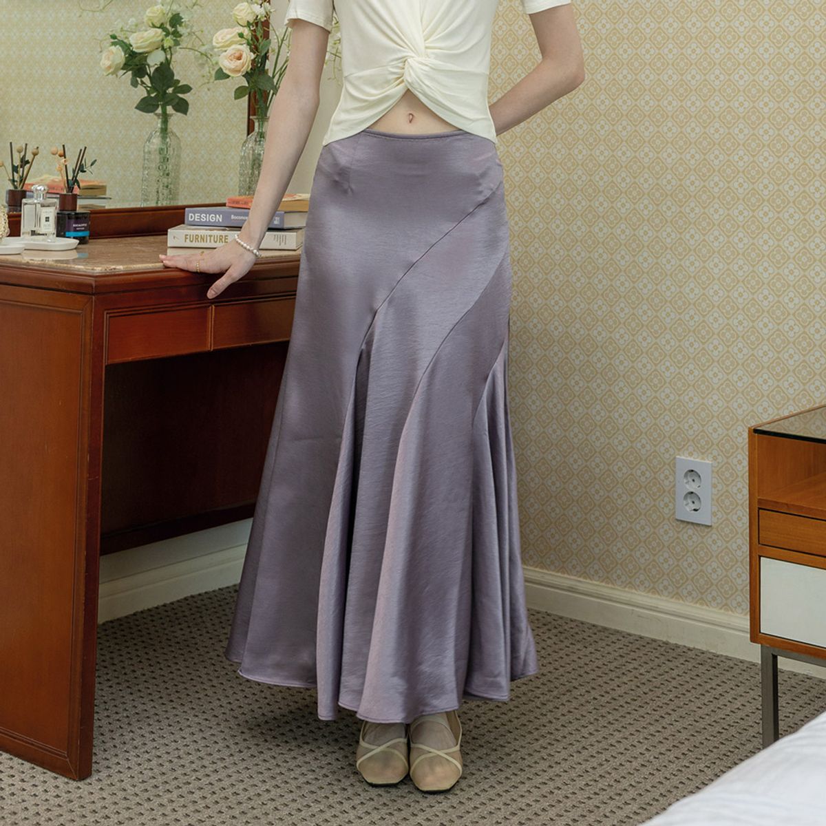 던드롭(DUNDROP) DD_Smooth pleated skirt_PULPRE