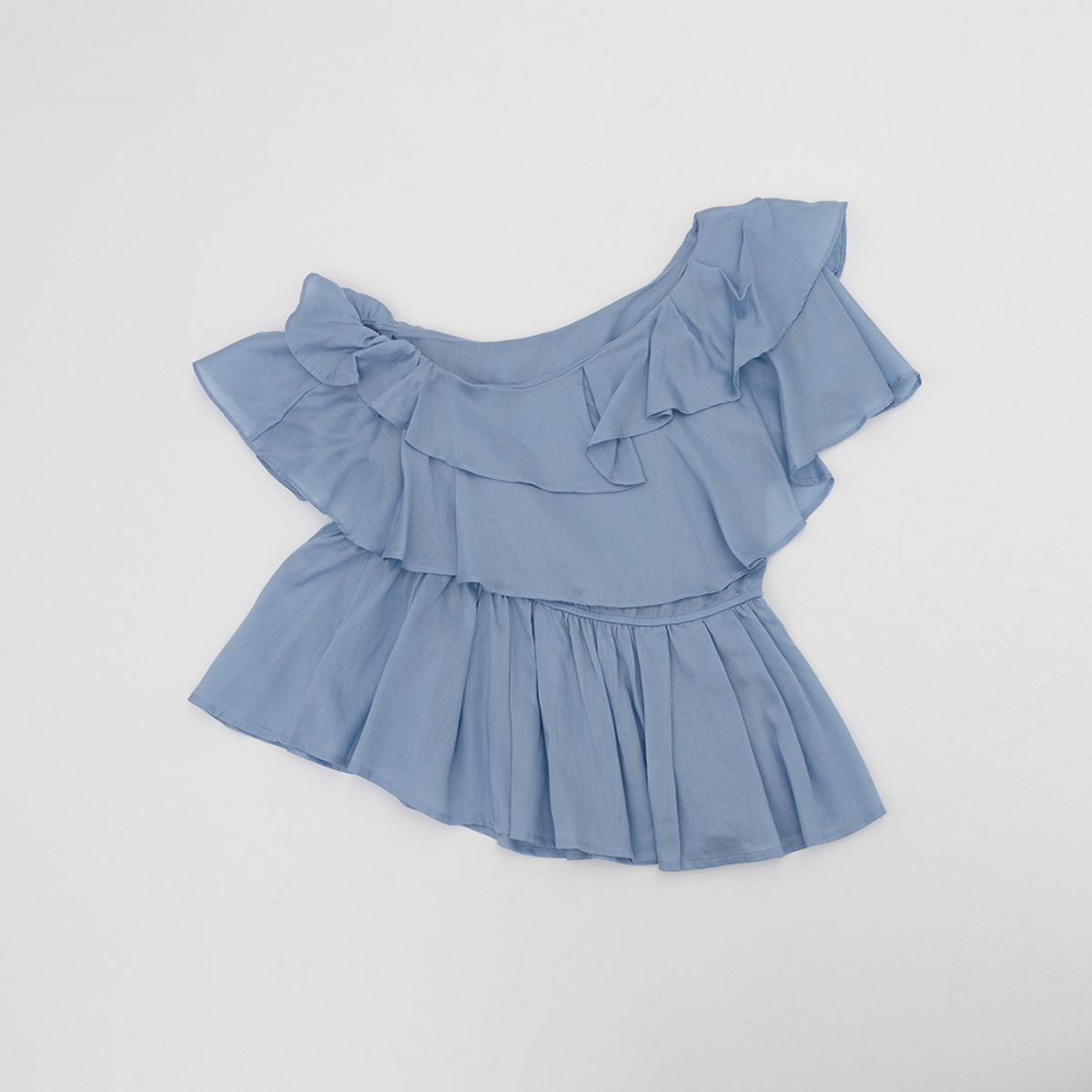 던드롭(DUNDROP) DD_Off-the-shoulder layered top_BLUE
