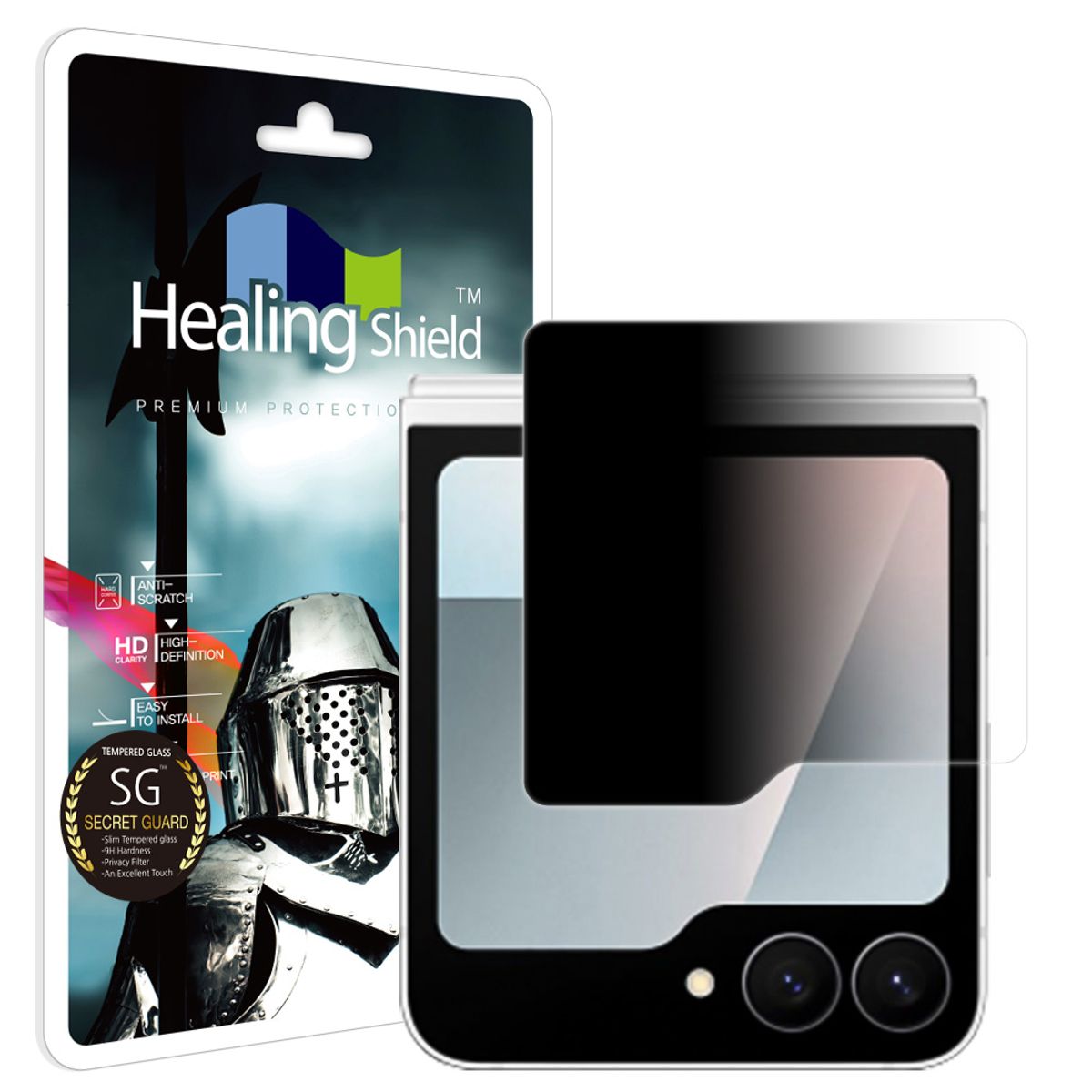 힐링쉴드(HEALINGSHIELD) 갤럭시 Z플립7 FE 사생활보호 정보보안 강화유리 외부액정 보호필름 1매