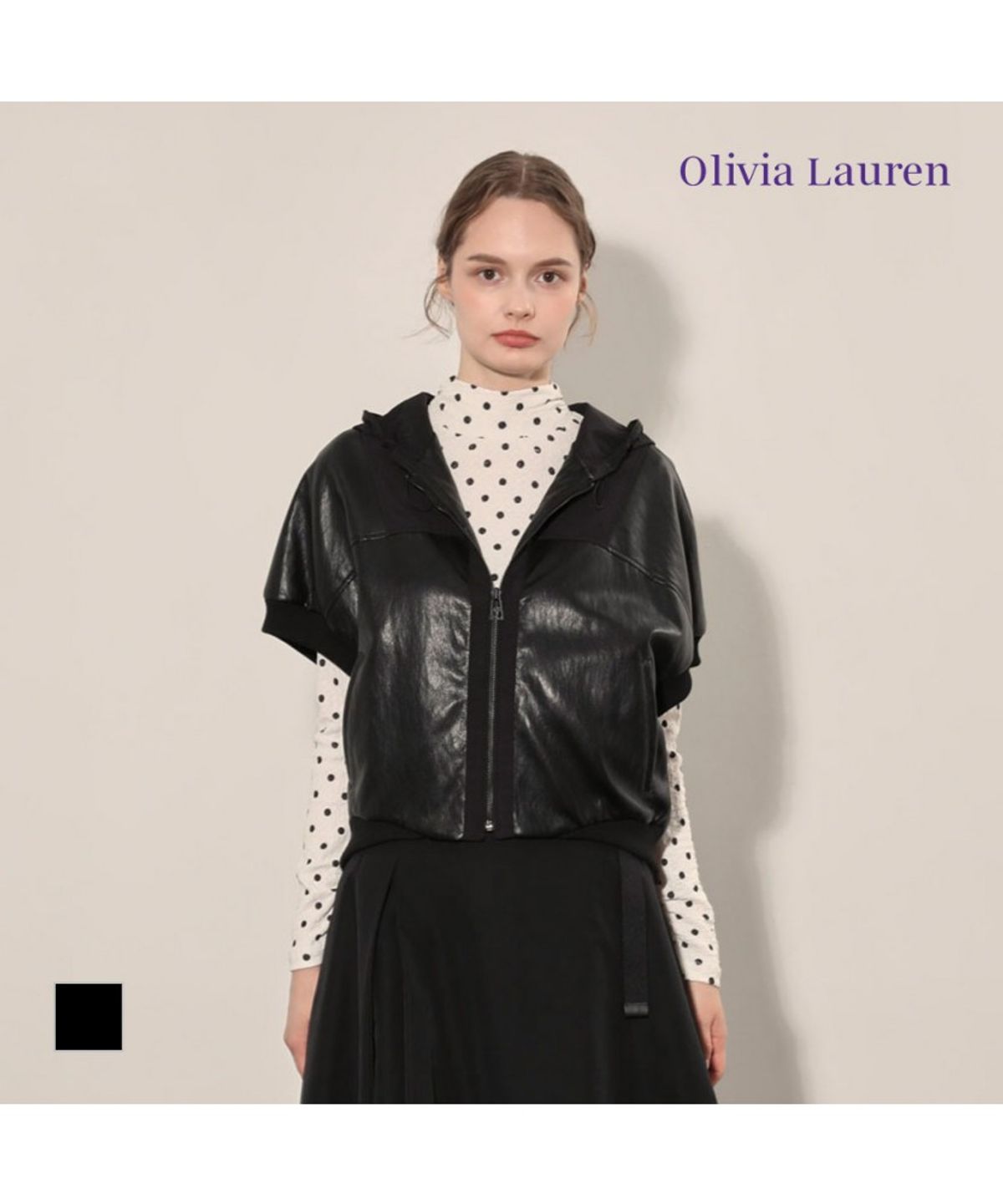 올리비아로렌(OLIVIALAUREN) 밴딩 인조가죽 베스트_VOBJN4F7451