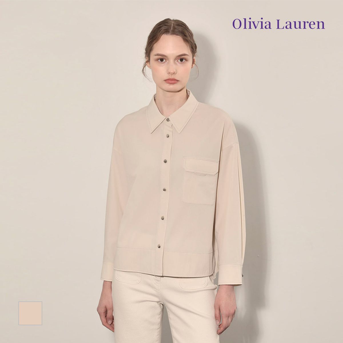 올리비아로렌(OLIVIALAUREN) A라인 아우터형 셔츠_VOCNL4F7321