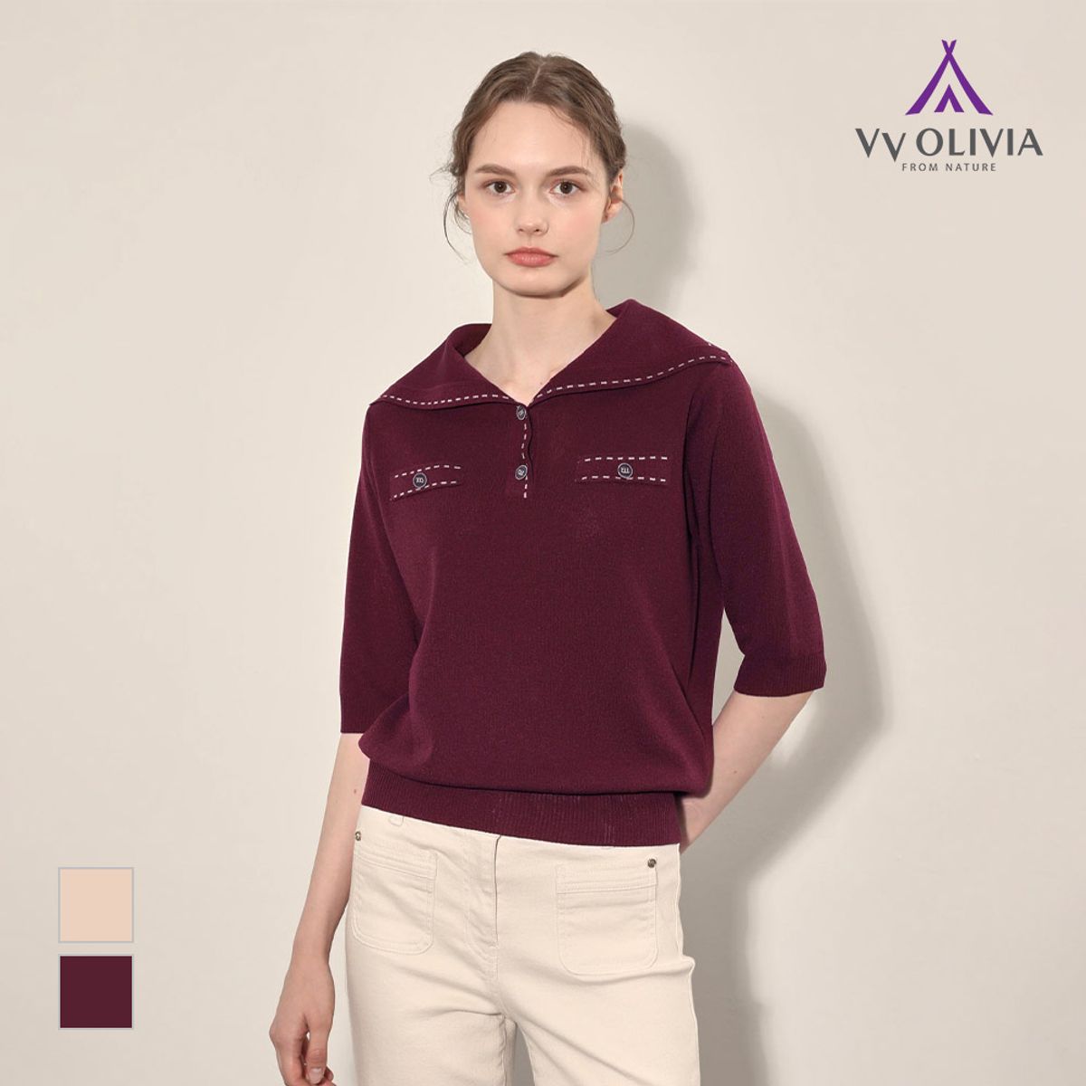 비비올리비아(VVOLIVIA) 카라넥 풀오버_VVCBL4F7491