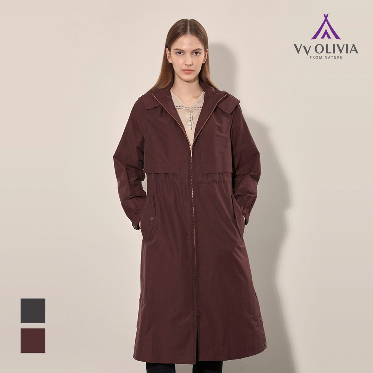 비비올리비아(VVOLIVIA) 후드형 롱 점퍼_VVCCL4F8361