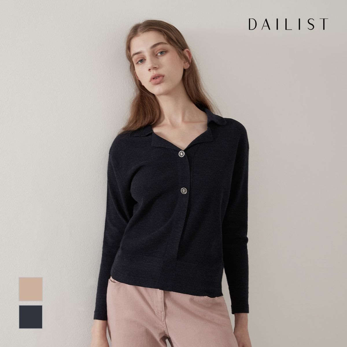 데일리스트(DAILIST) 울혼방 카라 풀오버_MDBBLYF7421