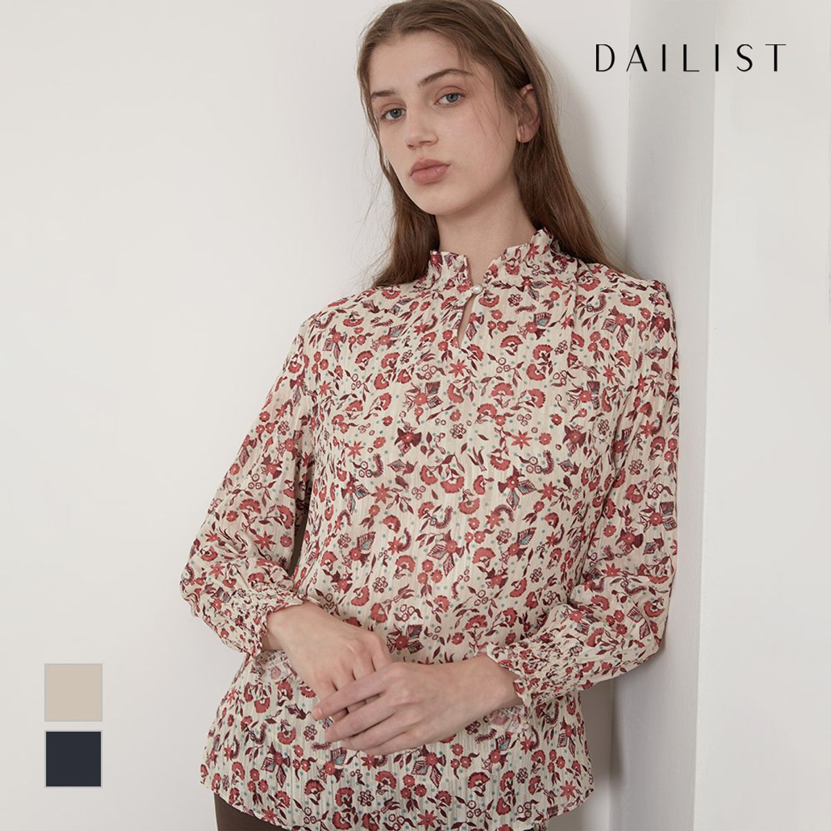 데일리스트(DAILIST) 프린트 블라우스_MDBNLYF7151