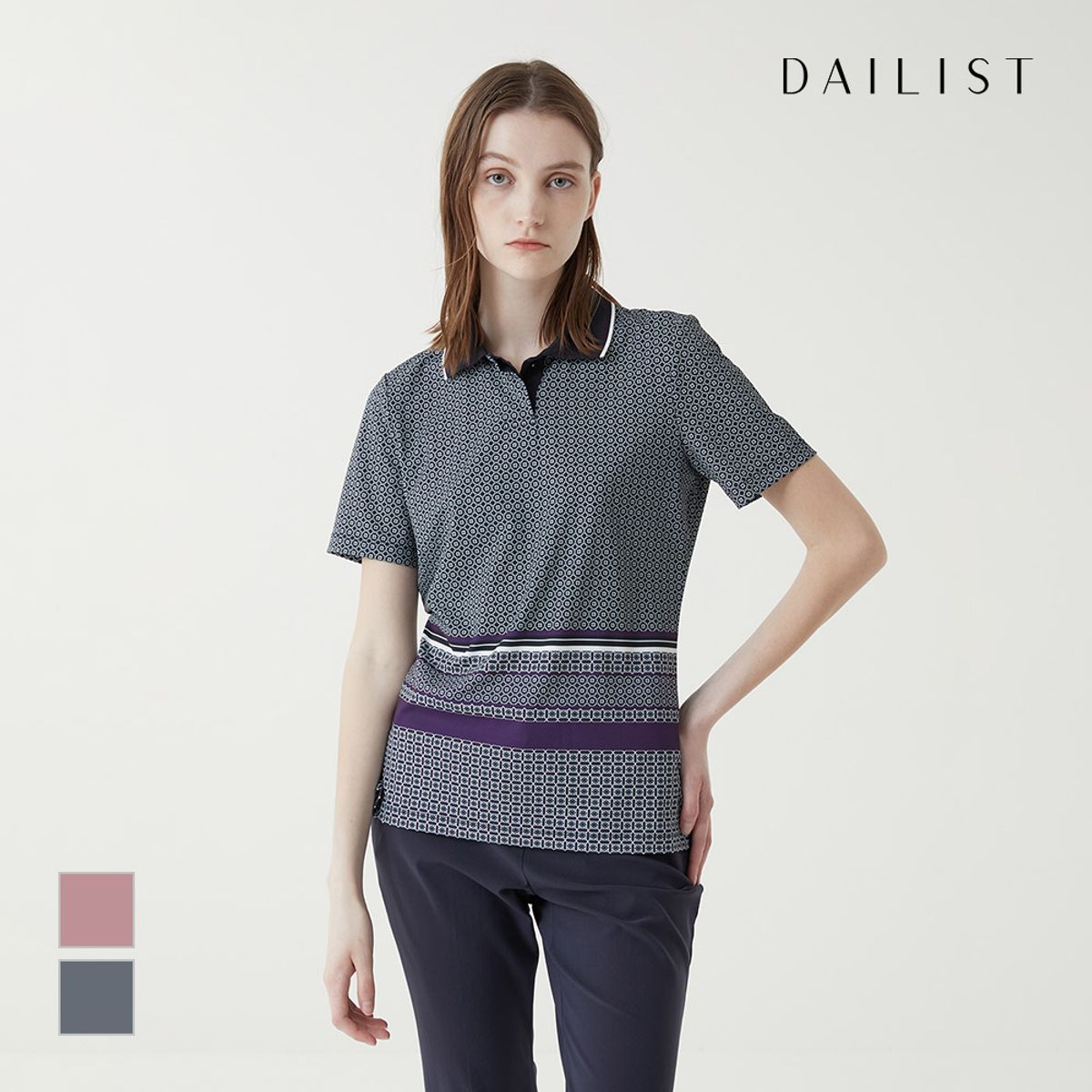 데일리스트(DAILIST) 니트 카라 반팔 티셔츠_MDEAS3F6131