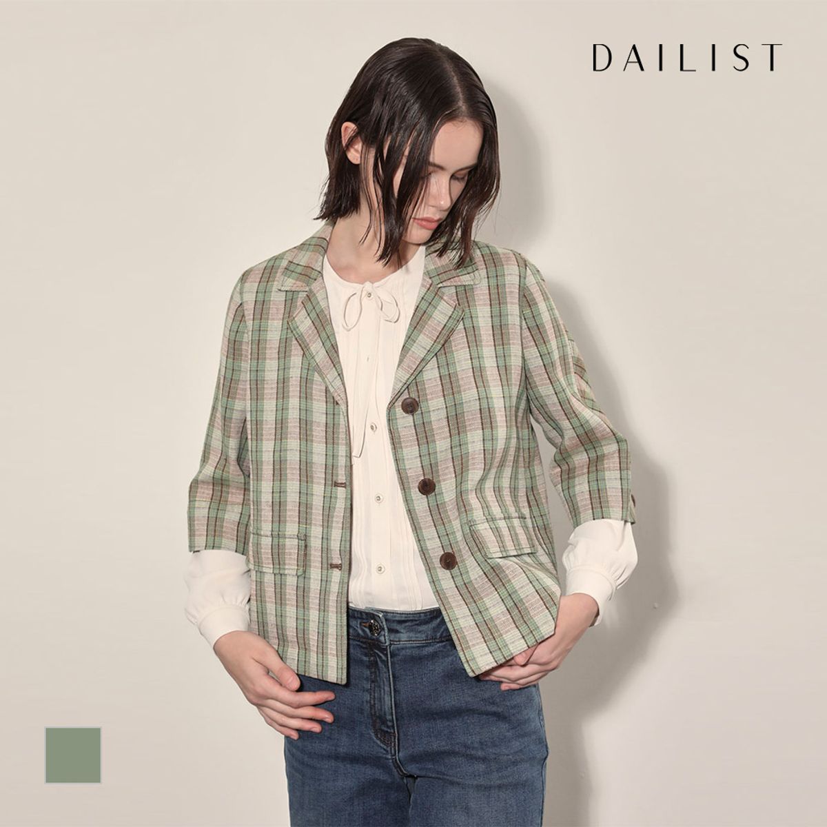 데일리스트(DAILIST) 체크 반팔 자켓_MDEFU4F6111