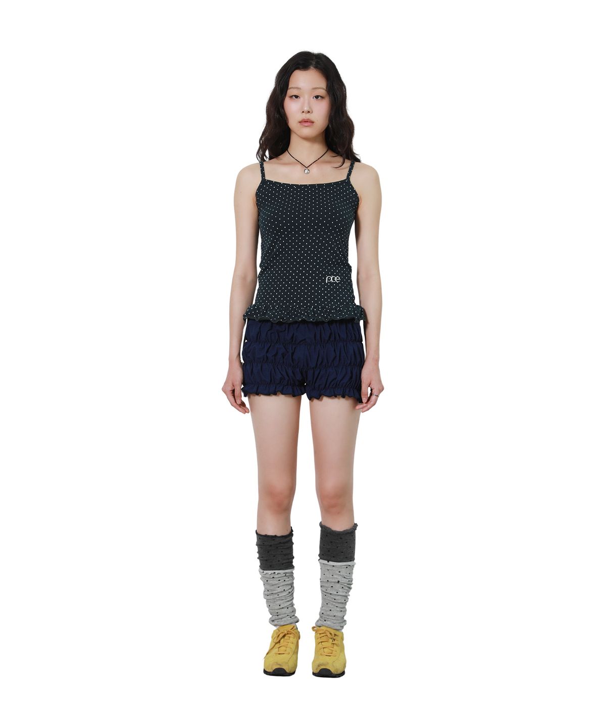 피스메이커(PIECE MAKER) DOT FRILL SLEEVELESS (NAVY)