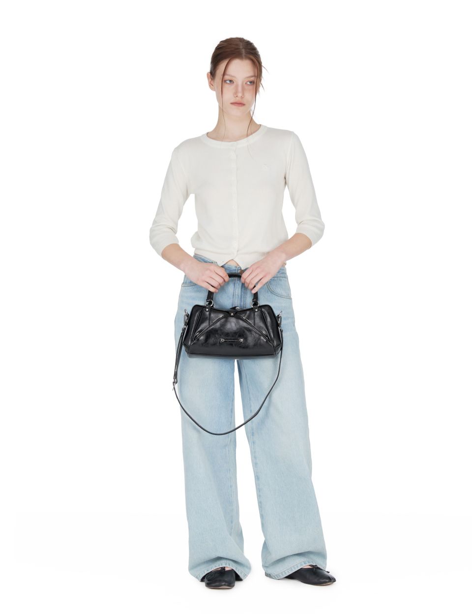 MUSINSA | SUNBURNPROJECT Faux Leather Mini M.O.S Bag, BLACK